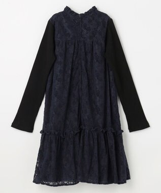 組曲 KIDS 【150-160㎝】スノウレースワンピース ネイビー