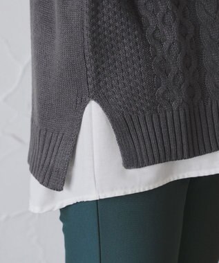 Tiaclasse 【2点セット】ニットベスト＋起毛シャツ チャコールグレー