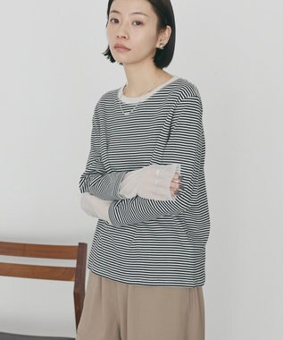 AMERICAN HOLIC 袖チュールレイヤードプルオーバー Border