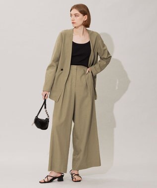 ICB 【洗える】 UnleashLite ノーカラージャケット オリーブ系