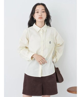 earth music&ecology ロゴ刺繍シャツ Cream