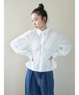 earth music&ecology ビスチェライクシャーリングシャツ White
