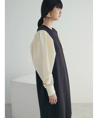 Green Parks armonia. リブ使いコクーンポンチワンピース Black