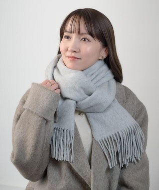 MOONBAT プラスムーンバット (+moonbat) カシミヤ100％無地ストール 洗える 190㎝×50㎝ グレー