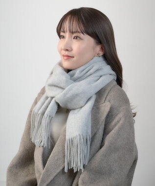 MOONBAT プラスムーンバット (+moonbat) カシミヤ100％無地ストール 洗える 190㎝×50㎝ グレー