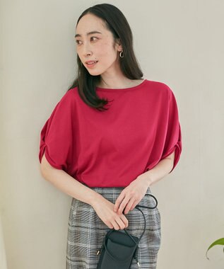 ANY 【接触冷感/UVケア/シワになりにくい】ドルマンスリーブ Tブラウス ローズ