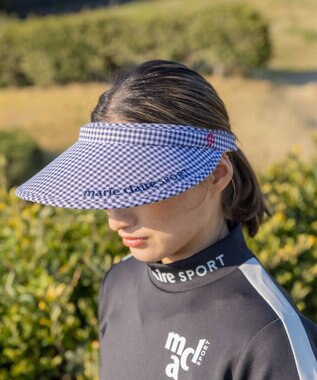  【marie claire SPORT】ギンガムチェック柄UVクリップサンバイザー