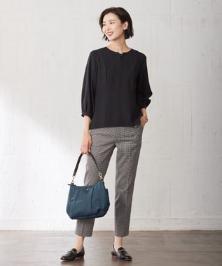 J.PRESS LADIES 【洗える】EcoVeroツイル テーパード パンツ ブラウン系3