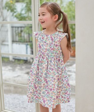 ANY KIDS プリント サマー ワンピース オフホワイト×花柄