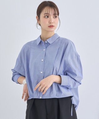 earth music&ecology ＴＲキュプラドロストシャツ Stripe Navy