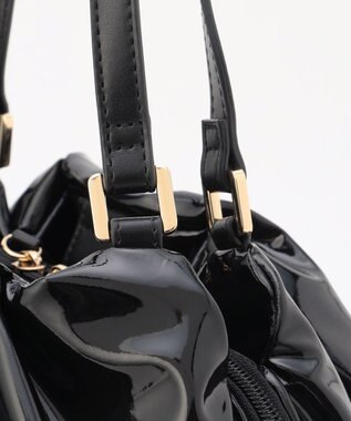 LA BAGAGERIE ソフトエナメル2WAYハンドバッグ Mサイズ ブラック