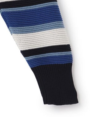 J.PRESS MEN ドライメッシュ ボーダーセーター ネイビー系1