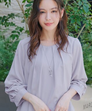 Tiaclasse 【新色追加・洗える】つまみタック袖レイヤードブラウス ライトグレー