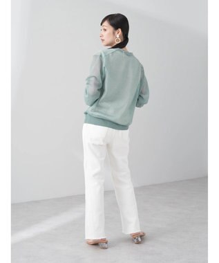 earth music&ecology ファンシーラメＶネックカーディガン Mint Green