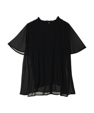 earth music&ecology マジョリカプリーツ半袖ブラウス Black