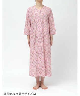 WACOAL ワンピース 綿100%(本体) 天竺素材 ミントン 7分袖 長袖 ロング丈 レディース NNT268 /ワコール ピンク