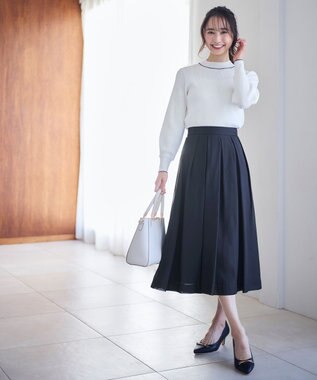 ANY SIS L 【アンサンブル対応】バイカラーリブ ニット オフ×ネイビー