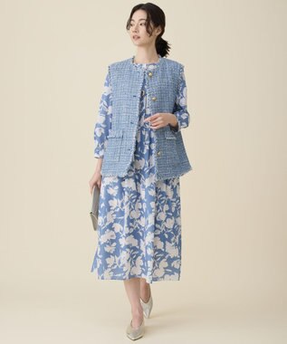 自由区 ファンシーノットツイード ジレ ブルー