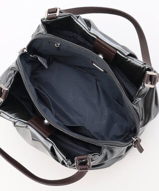 LA BAGAGERIE ソフトエナメル2WAYハンドバッグ Mサイズ ガンメタリック