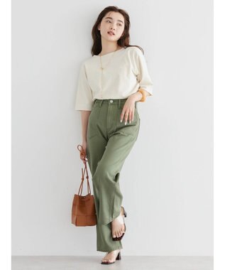 AMERICAN HOLIC ５分袖ボートネックカットプルオーバー Ivory