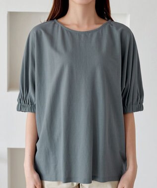 Tiaclasse 【接触冷感】袖ギャザードルマンプルオーバー ブルーグレー