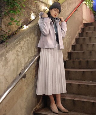 Tiaclasse エコファー付きフードショートコート ピンク