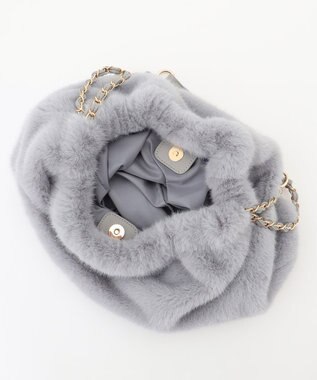 ANY SIS フェイクファーチェーン トートバッグ ライトグレー