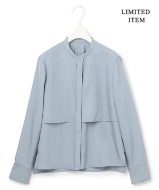 ICB 【WEB限定・洗える】シルキーツイル  クロップドシャツ ブルー系