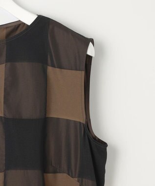 自由区 【洗える】ブロンズチェックジャガード ワンピース ブロンズ×ブラック