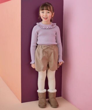 ANY KIDS ミニ丈 へリンボン キュロット ベージュ