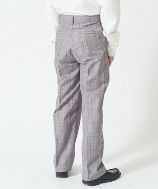 WEGO 【SCHOOLITEM】メンズスクールチェックセミワイドスラックス グレーチェック1