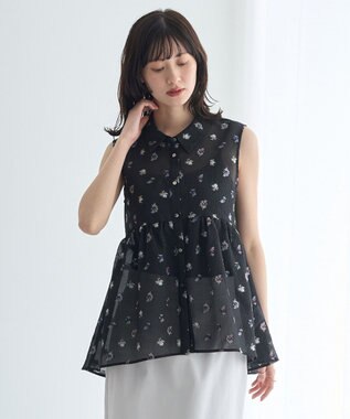 YECCA VECCA シアージャガードペプラムブラウス