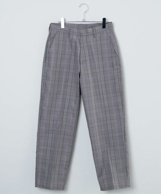 WEGO 【SCHOOLITEM】メンズスクールチェックセミワイドスラックス グレーチェック1