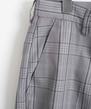 WEGO 【SCHOOLITEM】メンズスクールチェックセミワイドスラックス グレーチェック1