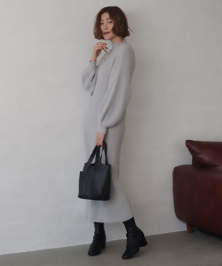 WEGO 【WEB限定/2025年秋冬新作】ニットワンピース グレー