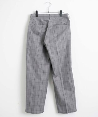 WEGO 【SCHOOLITEM】メンズスクールチェックセミワイドスラックス グレーチェック1