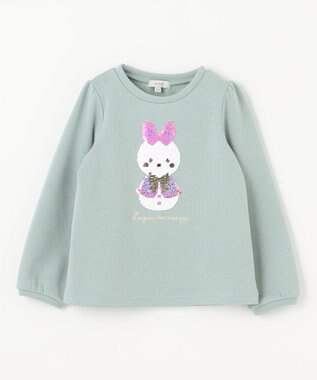 ANY KIDS 裏シャギーミラクルスパンコールトレーナー ミント（雪だるま×ウサギ）