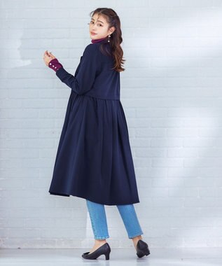 Tiaclasse 【洗える】フレアトレンチコート ネイビー