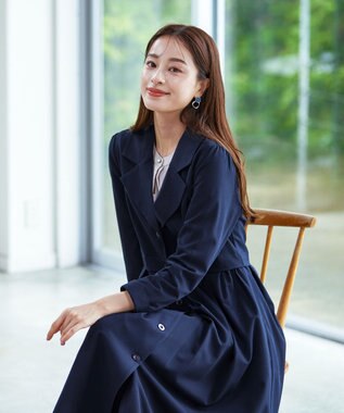 Tiaclasse 【洗える】フレアトレンチコート ネイビー