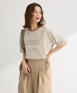 Green Parks 【適ON】多段きれい目ロゴＴシャツ Beige