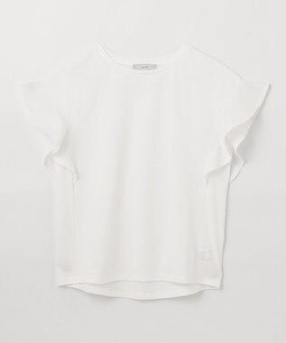 ANY 異素材コンビフリルスリーブプルオーバー オフ