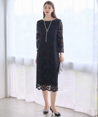 23区 【APPLAUDIR】シャイニーフラワーレース ドレス ブラック系