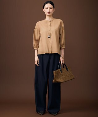 自由区 【SHIHOさん着用・可変デザイン・季節を彩る素材】ワイドライフィア トートバッグ ブラウン