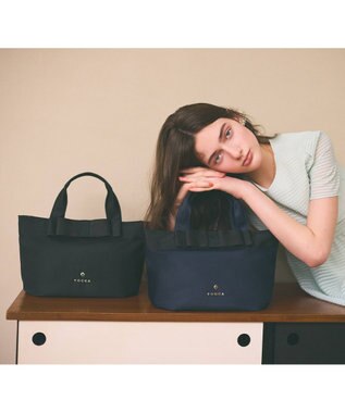 TOCCA 【大人百花掲載】【撥水】RIBBON BRICK TOTE M トートバッグ M ネイビー系