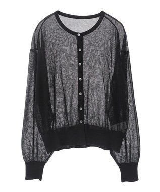 earth music&ecology 接触冷感シアークルーニットカーディガン Black