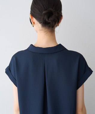 YECCA VECCA 2wayストライプリボンブラウス Navy