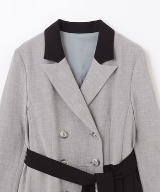 GRACE CONTINENTAL ウールタッチバイカラードレス グレー