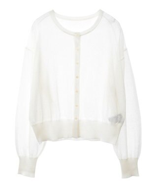 earth music&ecology 接触冷感シアークルーニットカーディガン Ivory