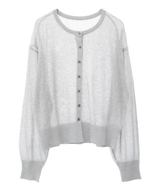 earth music&ecology 接触冷感シアークルーニットカーディガン Gray Mixture