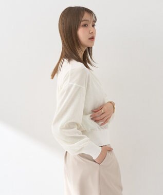 earth music&ecology 接触冷感シアークルーニットカーディガン Ivory